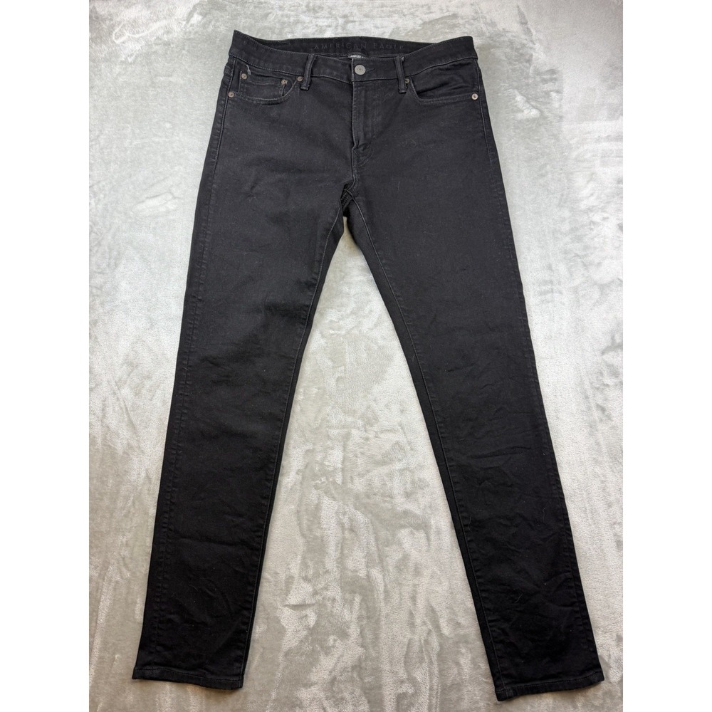 American Eagle Airflex + Jeans Men's 33x32 Black Original Straight Stretch Denim